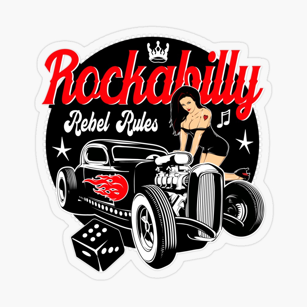 Rockabilly Rules OK! Sticker by CRAZY LEGS ( CLAZY_LEGS_Aki