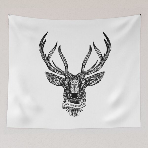 Item preview, Deer, deer head, mandala designed and sold by DerSenat.