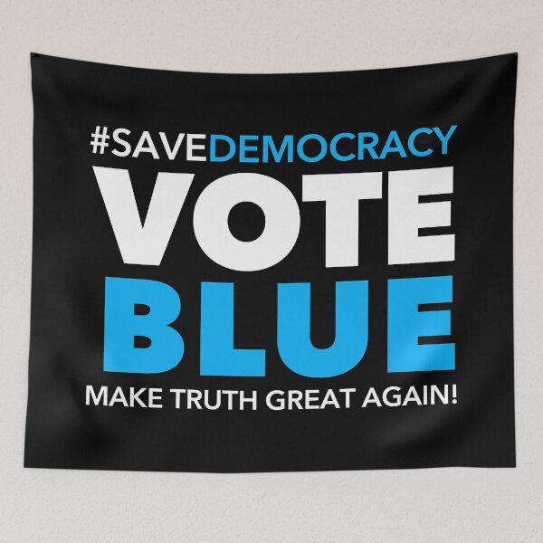 Item preview, VOTE BLUE - Make Truth Great Again (black BG) designed and sold by Thelittlelord.