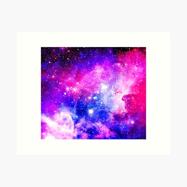 Art PRINT Astronaut Nebula Galaxy Blue Pink Purple Abstract