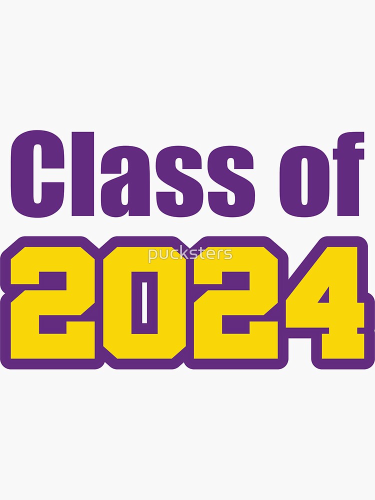 "Class of 2024 purple gold" Sticker for Sale by pucksters Redbubble