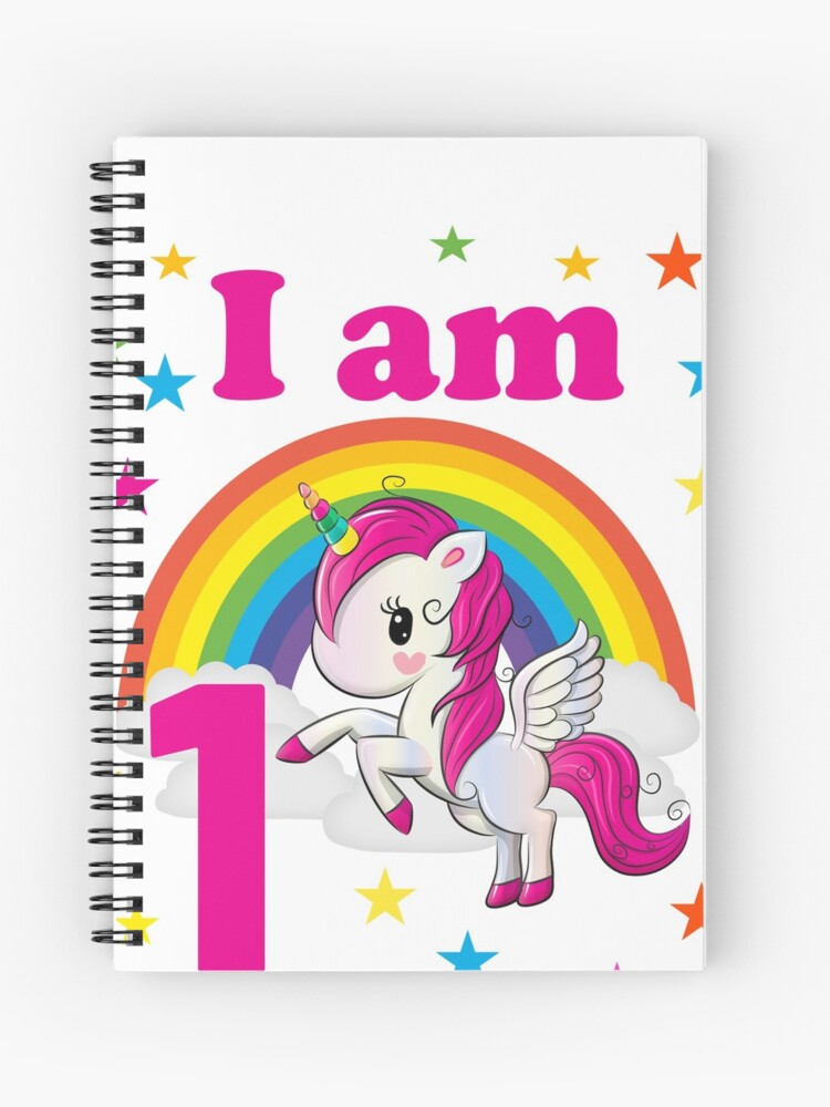 Cahier à spirale avec l'œuvre « je suis 1 licorne anniversaire 1 an  anniversaire garçon t shirt idée cadeau premier anniversaire fille » de  l'artiste Jelisandie