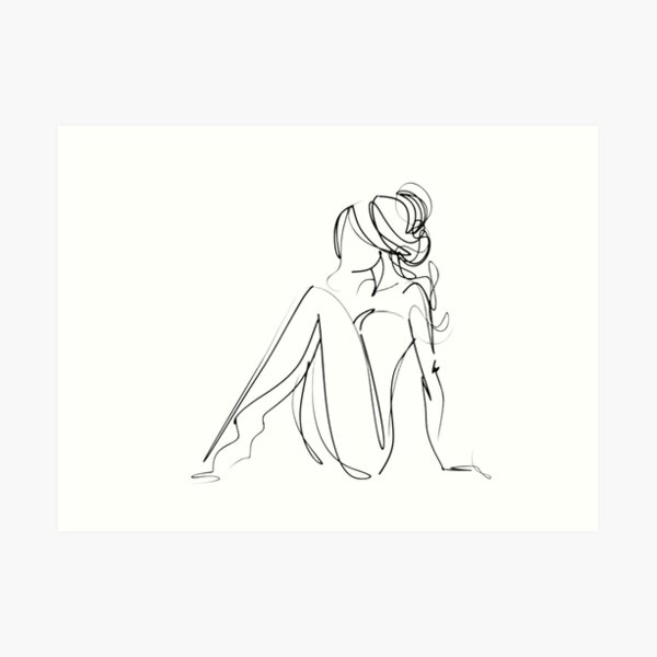 One Line Women Body Art Art Print
