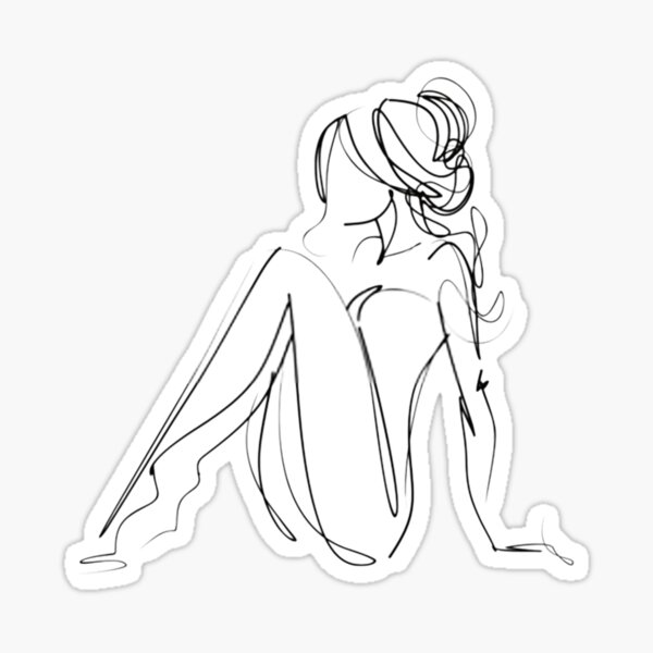 One Line Women Body Art Sticker
