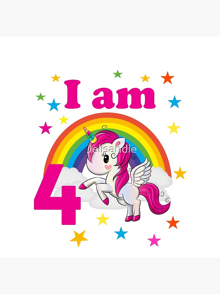 Bolsa de tela con la obra «I'm 4 unicorn birthday 4 años
