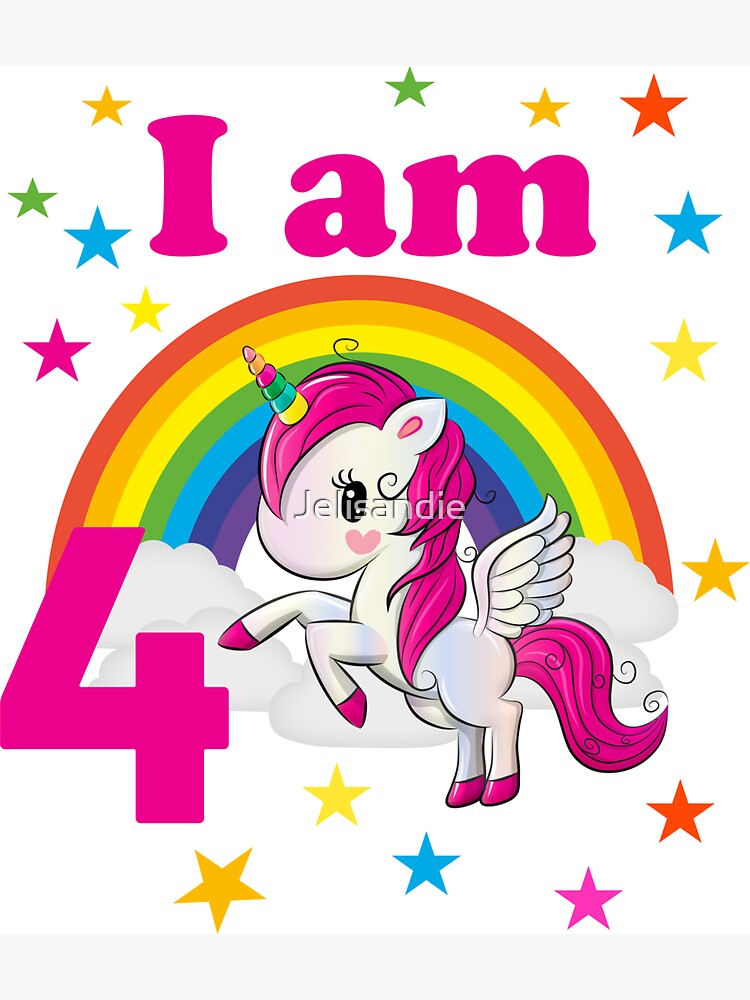 I'm 4 unicorn birthday 4 year old birthday boy t-shirt gift idea fourth  birthday girl | Magnet