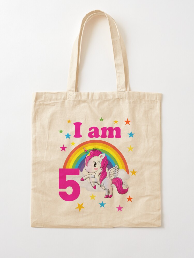 Bolsa de tela con la obra «Copia de I'm 5 unicorn birthday 5 años