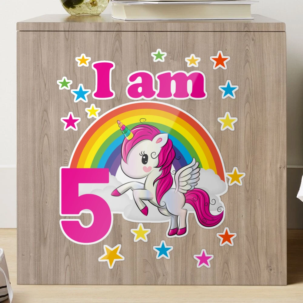 Imán con la obra «Copia de I'm 5 unicorn birthday 5 años cumpleañero  camiseta idea de regalo quinto cumpleaños niña» de Jelisandie