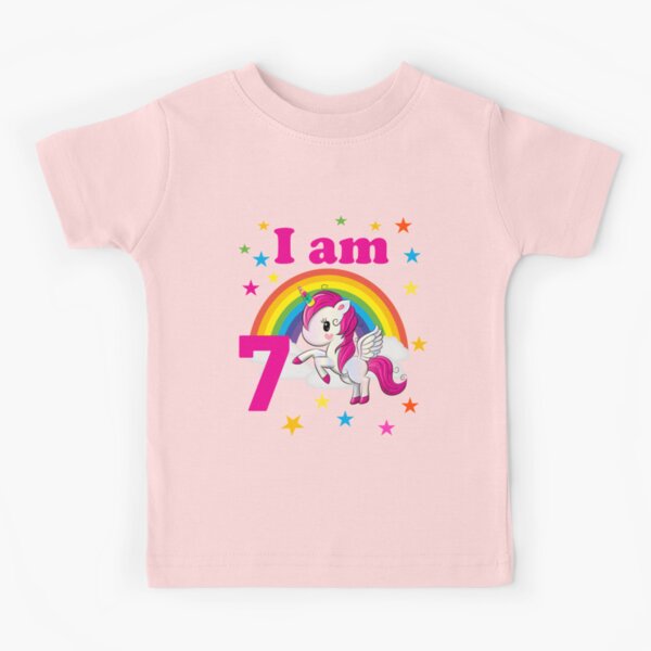 T-shirt enfant avec l'œuvre « Je suis 7 anniversaire de licorne 7