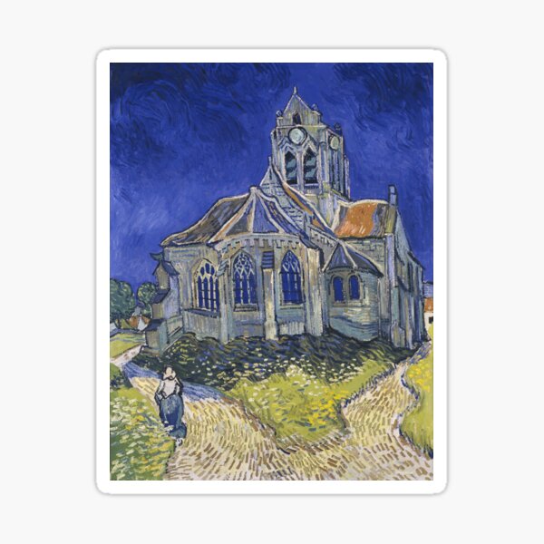 The church in Auvers-sur-Oise, view from the Chevet (1890) - Vincent van Gogh Sticker