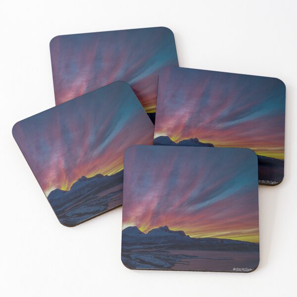 Item preview, Dramatic sunset over mountains in Northern Norway designed and sold by BERGphotos.