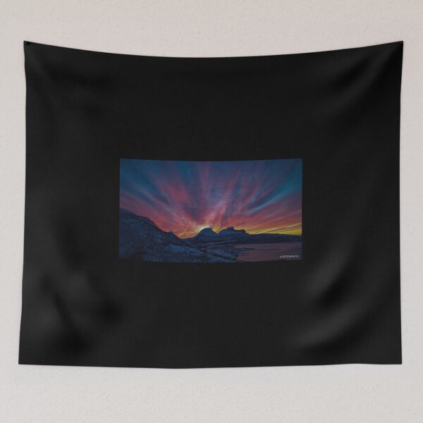 Item preview, Dramatic sunset over mountains in Northern Norway designed and sold by BERGphotos.