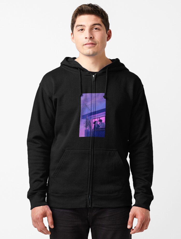 retro anime  zipped hoodie