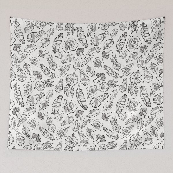 Aperçu de l'œuvre dessin au trait Bohemian scatter pattern. Des roses créée et vendue par AllisonDelDuca.
