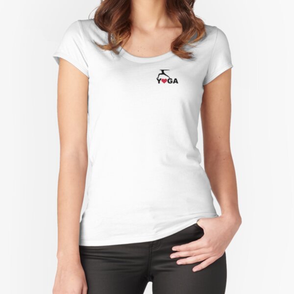 Yoga Love Krieger 2 Emblem Tailliertes Rundhals-Shirt