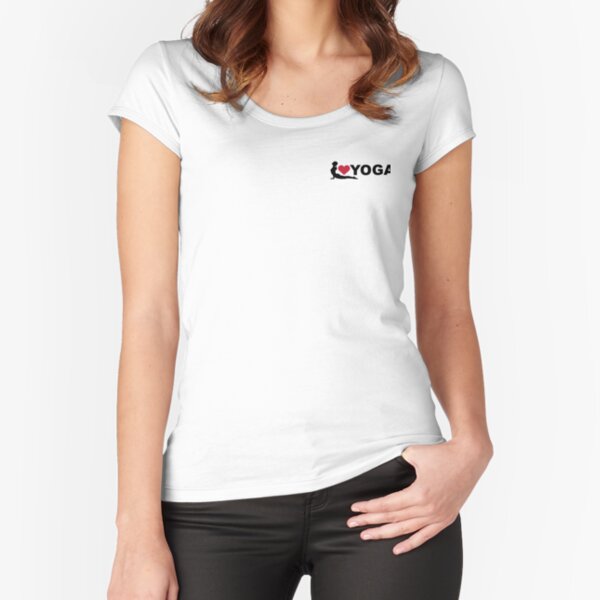 Yoga Love Figur Emblem Tailliertes Rundhals-Shirt