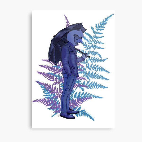 Bird with umbrella Metal Print