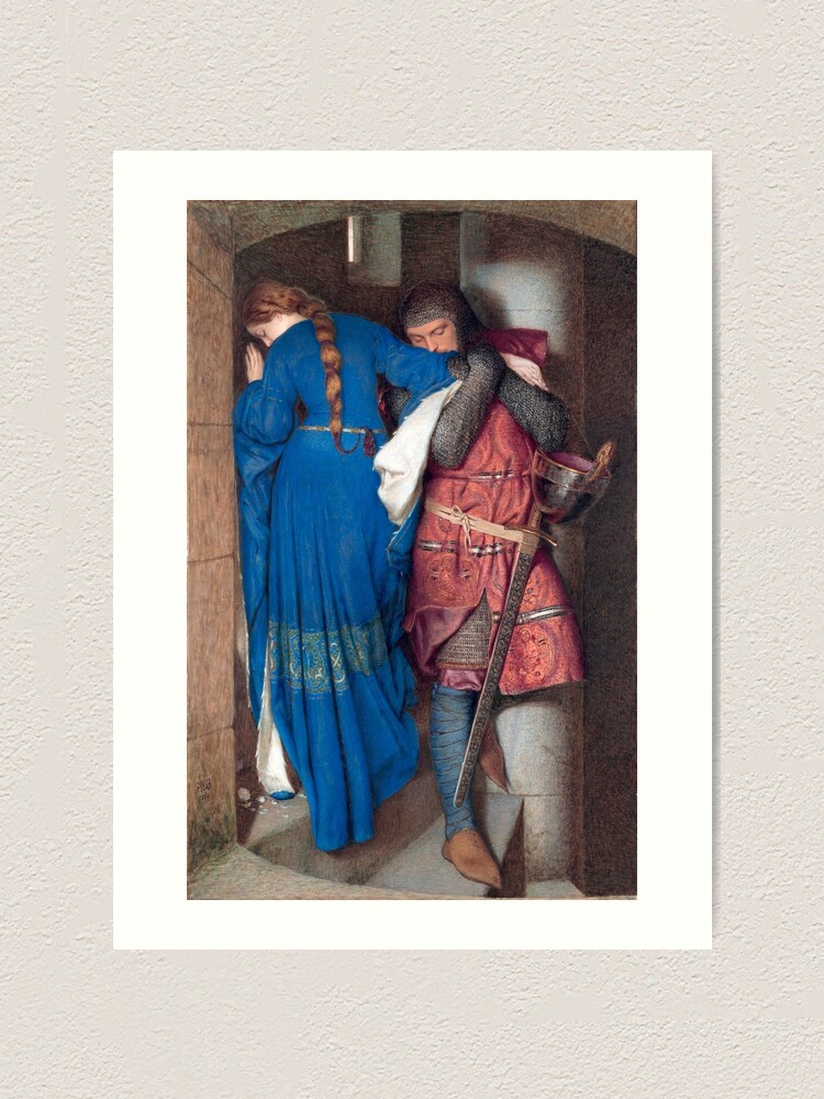 "Hellelil and Hildebrand, the meeting on the turret stairs (1864) Frederic William Burton" Art
