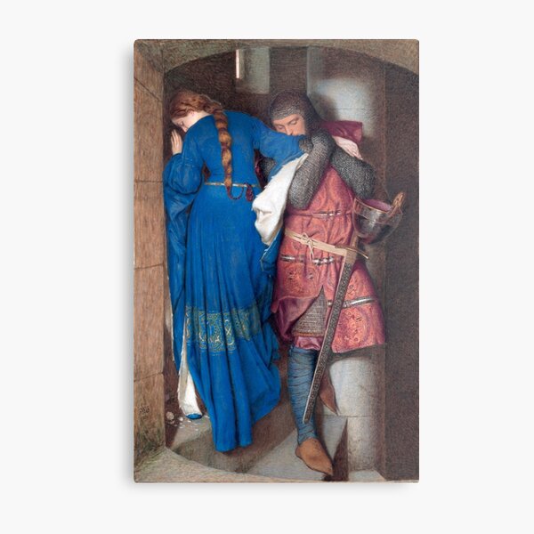 Aperçu de l'œuvre Hellelil et Hildebrand, la rencontre dans les escaliers de la tourette (1864) - Frederic William Burton créée et vendue par SALON DES ARTS.