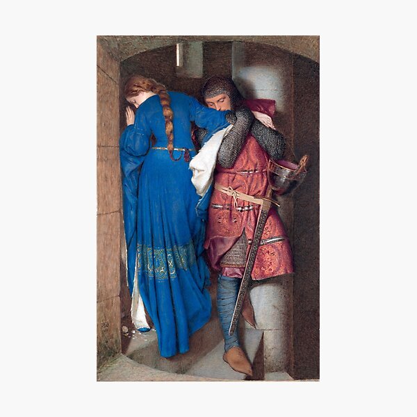 Aperçu de l'œuvre Hellelil et Hildebrand, la rencontre dans les escaliers de la tourette (1864) - Frederic William Burton créée et vendue par SALON DES ARTS.