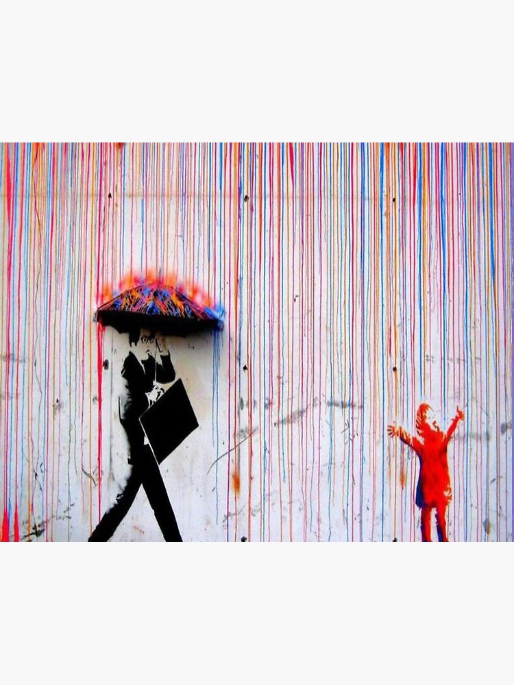 Banksy Signing in the Coloured Rain Graffiti Street Canvas 