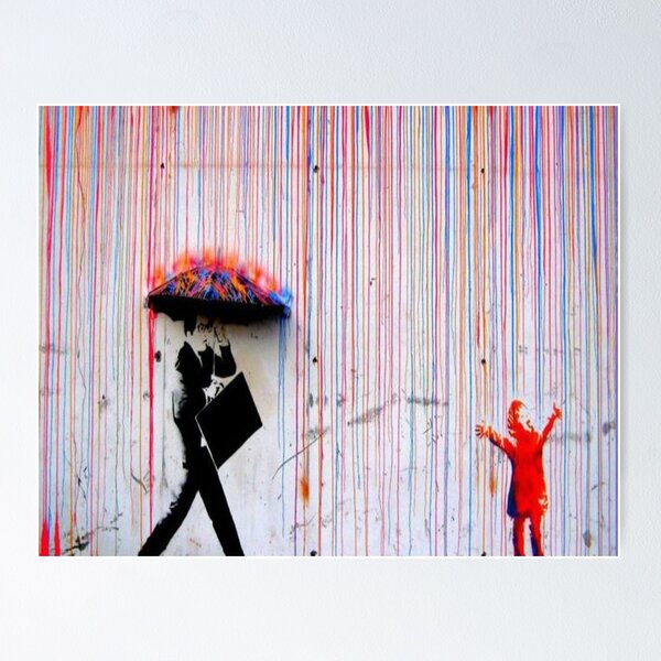 Banksy Rainbow Rain Poster