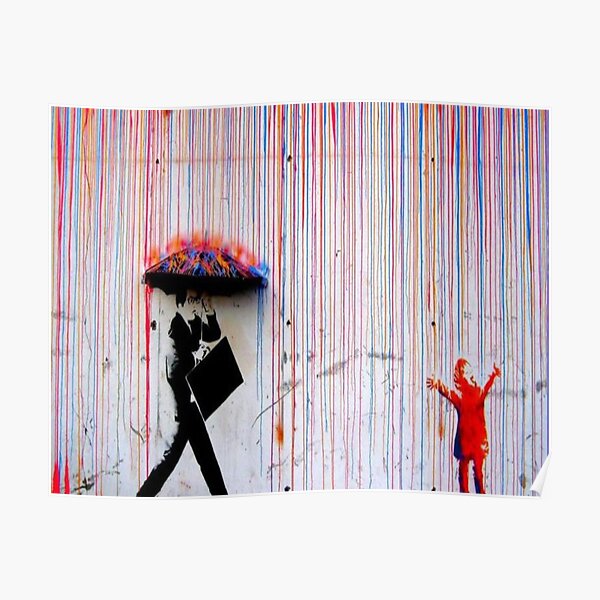 Banksy Rainbow Rain Poster