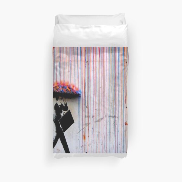 Banksy Rainbow Rain Duvet Cover
