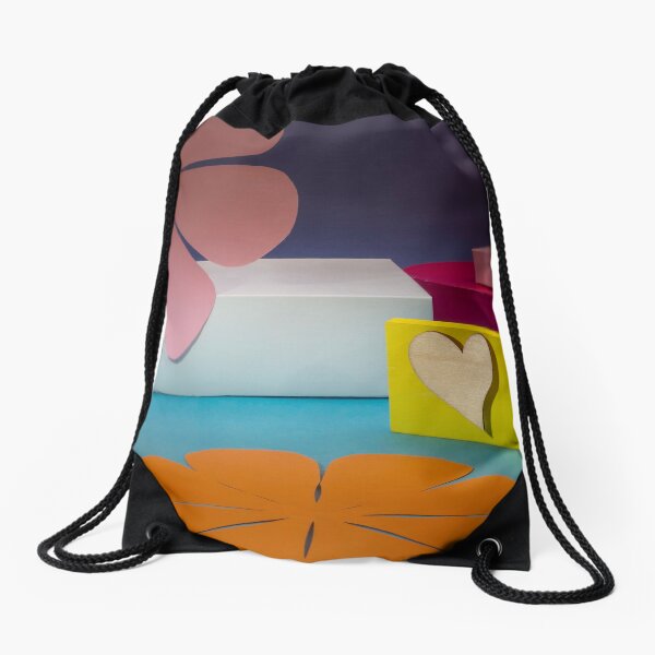 Colorful boxes and paper flowers Drawstring Bag