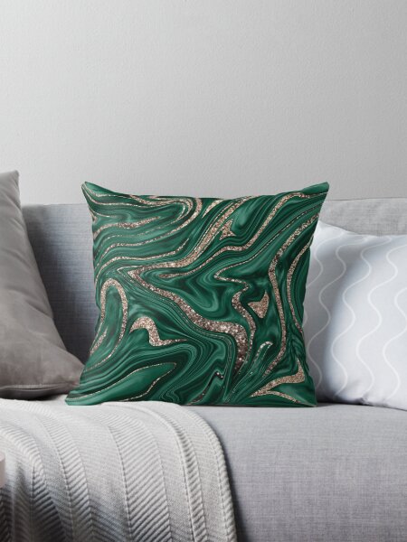 Emerald Green Black Gold Marble 1 decor art Pillow for Sale by anitabellajantz Redbubble