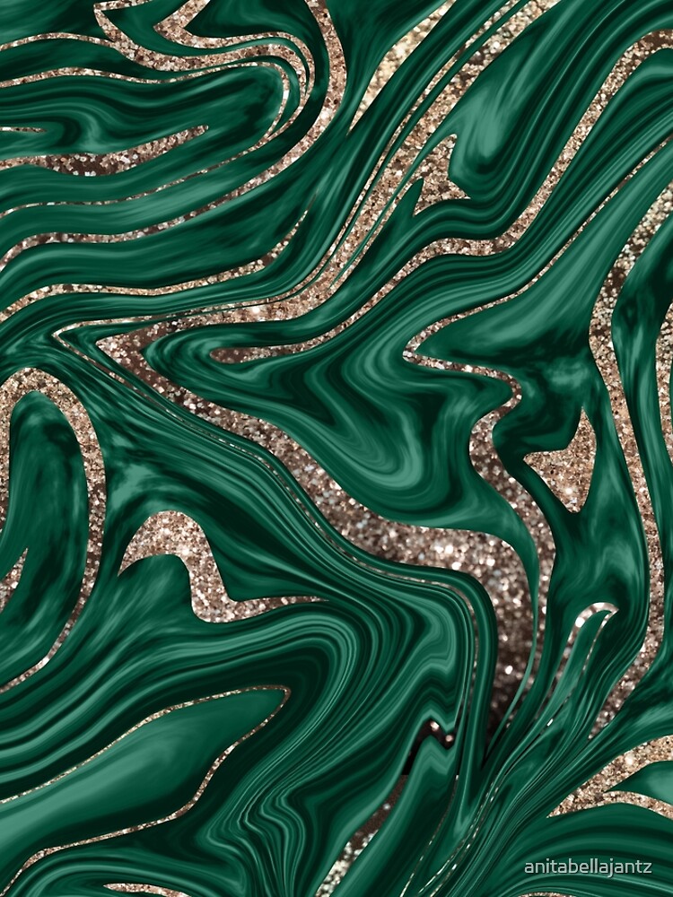 Emerald Green Black Gold Glitter Marble #1 (Faux Glitter) #decor #art by anitabellajantz