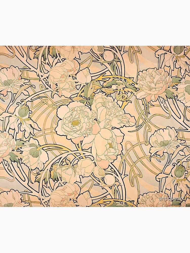 Disover Alfonse Mucha Art Nouveau Peonies Shower Curtain