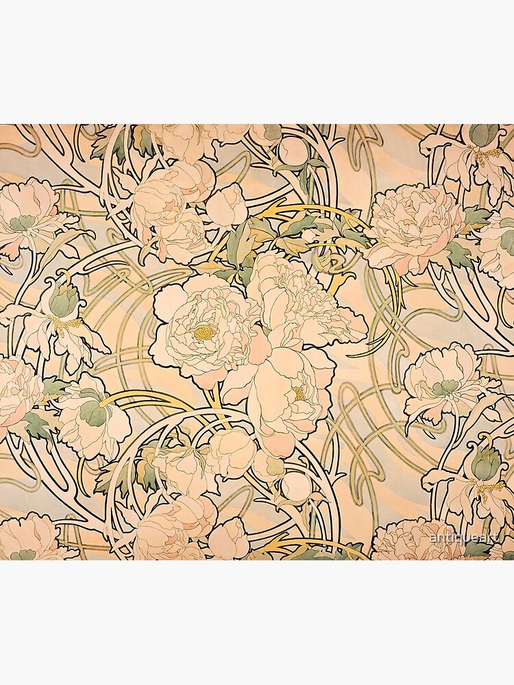 Alfonse Mucha Art Nouveau Peonies by antiqueart
