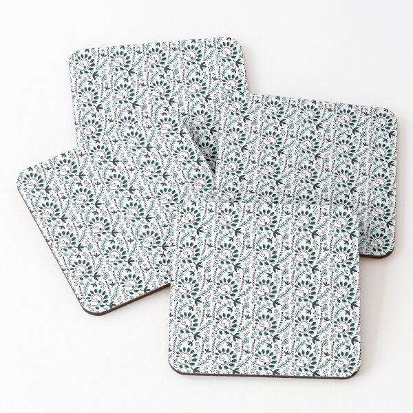 Item preview, Vine and Leaf Motif Pattern (Black and Turquoise) designed and sold by Christina Wannachaiwong.