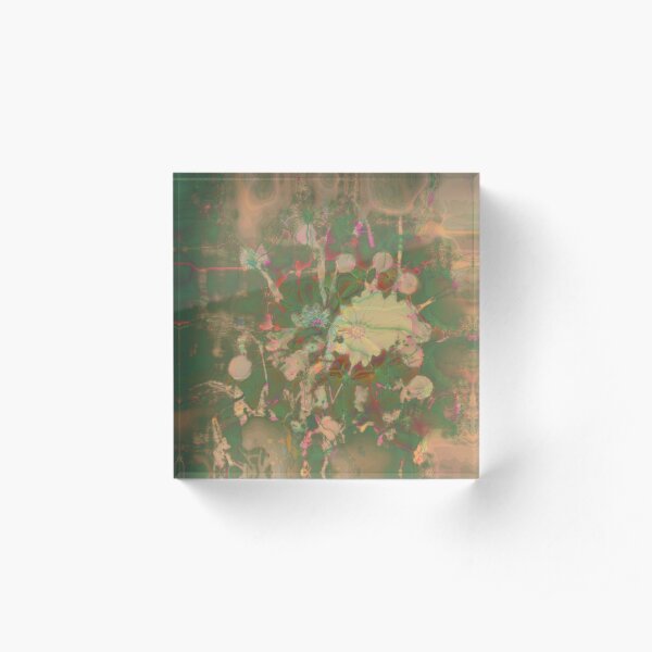 Fractalized floral abstraction Acrylic Block