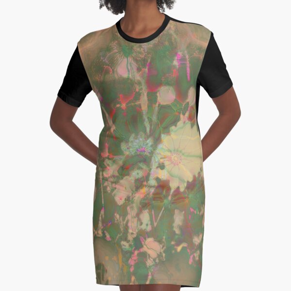 Fractalized floral abstraction Graphic T-Shirt Dress