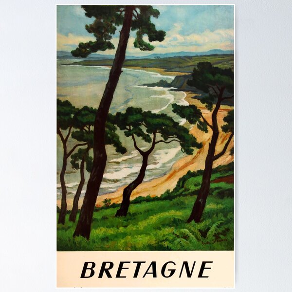 Item preview, Bretagne vintage travel poster designed and sold by stickart-marek.