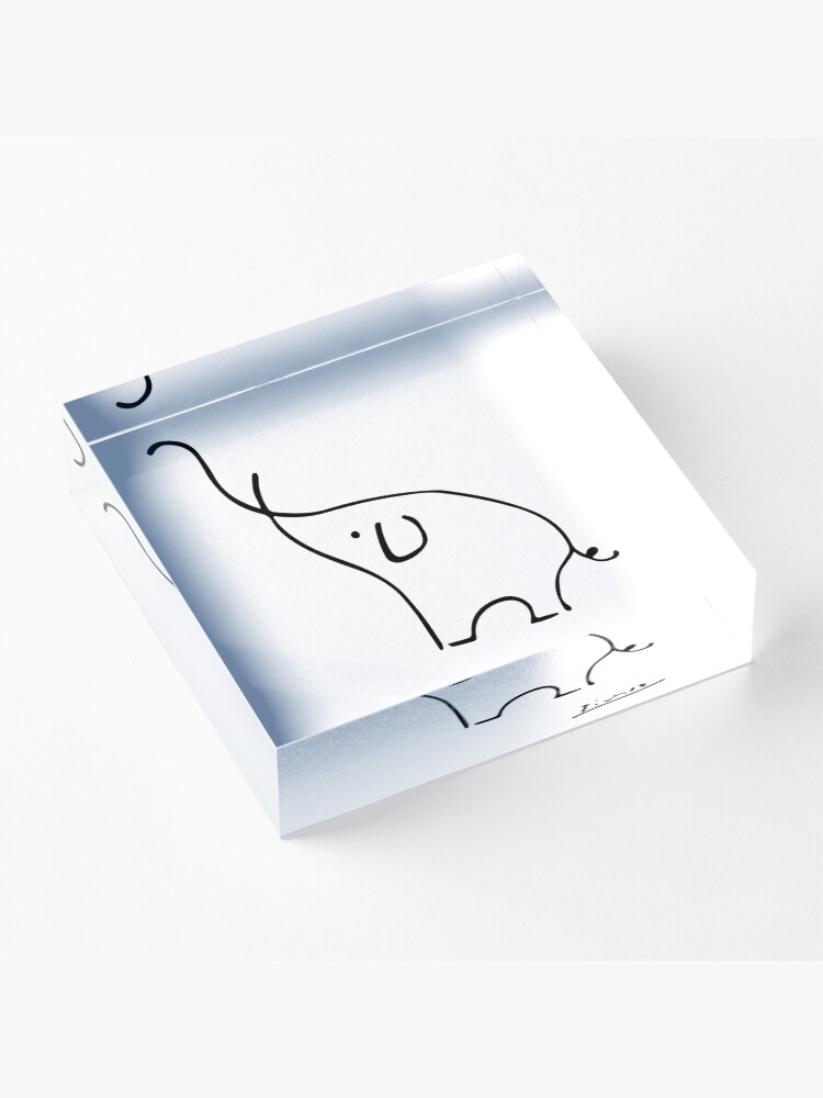 Alternate view of Picasso Elephant Line Art, Animals Designs for Wall Art, Prints, Posters, Men, Women, Kids Acrylic Block