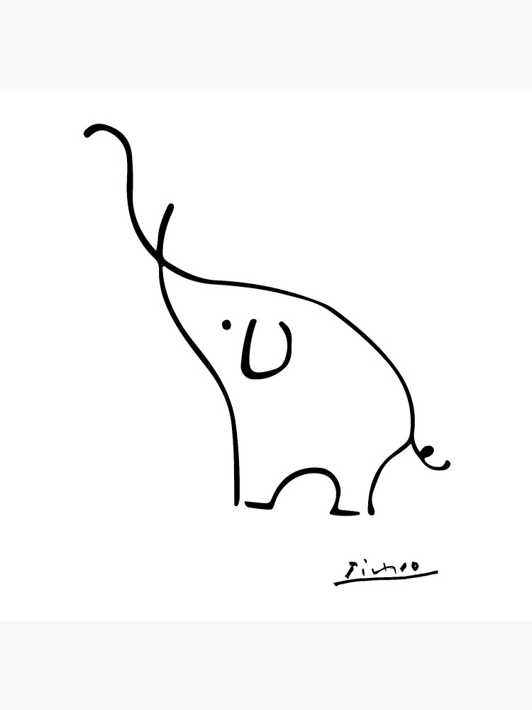 Picasso Elephant Line Art, Animals Designs for Wall Art, Prints, Posters, Men, Women, Kids by clothorama