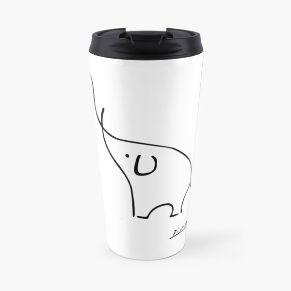 Picasso Elephant Line Art, Animals Designs for Wall Art, Prints, Posters, Men, Women, Kids Travel Mug