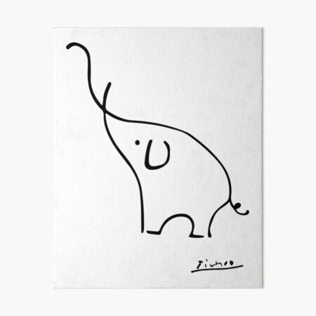 Picasso Elephant Line Art, Animals Designs for Wall Art, Prints, Posters, Men, Women, Kids Art Board Print