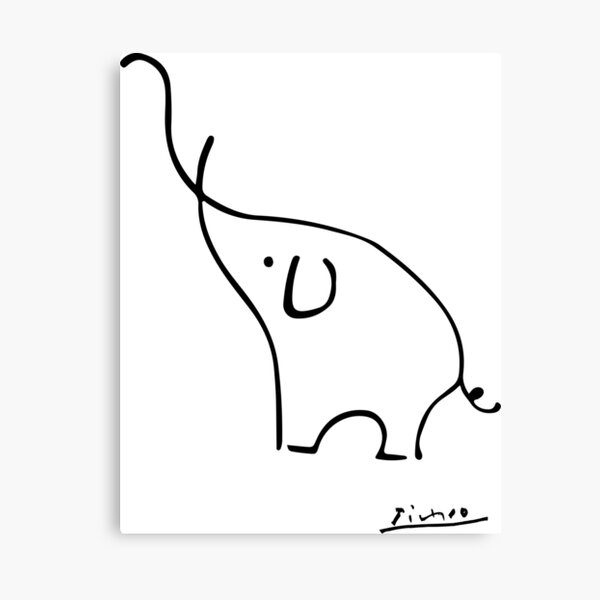 Picasso Elephant Line Art, Designs d'animaux pour l'art mural, Impressions, Affiches, Hommes, Femmes, Enfants Impression sur toile