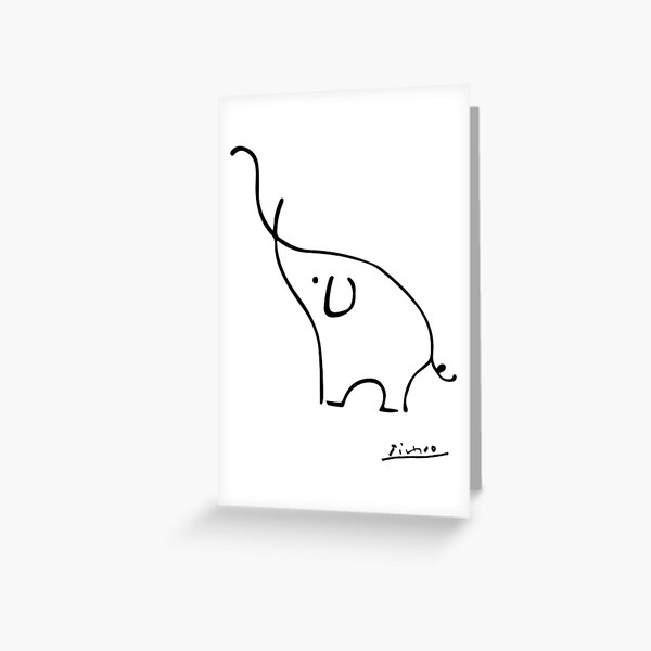 Picasso Elephant Line Art, Animals Designs for Wall Art, Prints, Posters, Men, Women, Kids Greeting Card