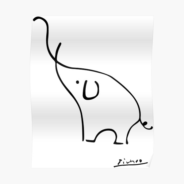 Picasso Elephant Line Art, Animals Designs for Wall Art, Prints, Posters, Men, Women, Kids Poster