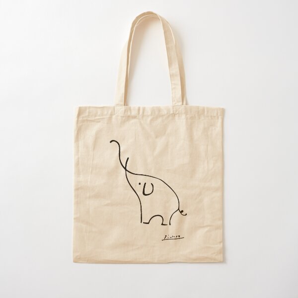 Picasso Elephant Line Art, Animals Designs for Wall Art, Prints, Posters, Men, Women, Kids Cotton Tote Bag