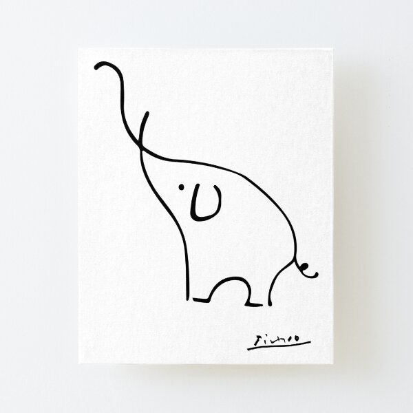 Picasso Elephant Line Art, Animals Designs for Wall Art, Prints, Posters, Men, Women, Kids Canvas Mounted Print