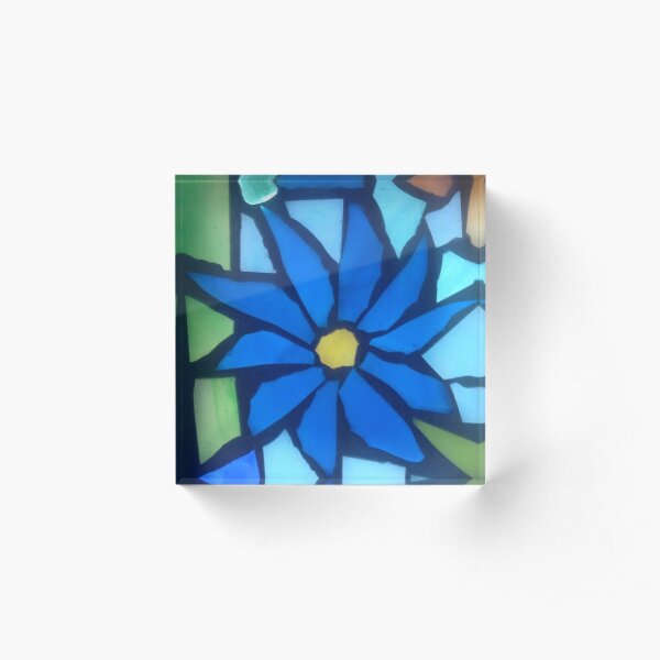 Blue Blossom Acrylic Block