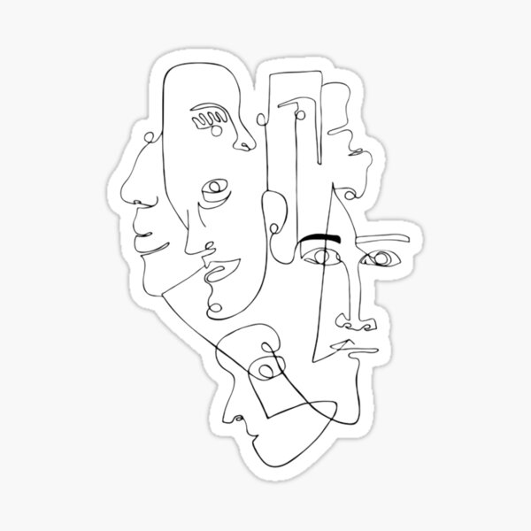 One Line Art Faces Sticker