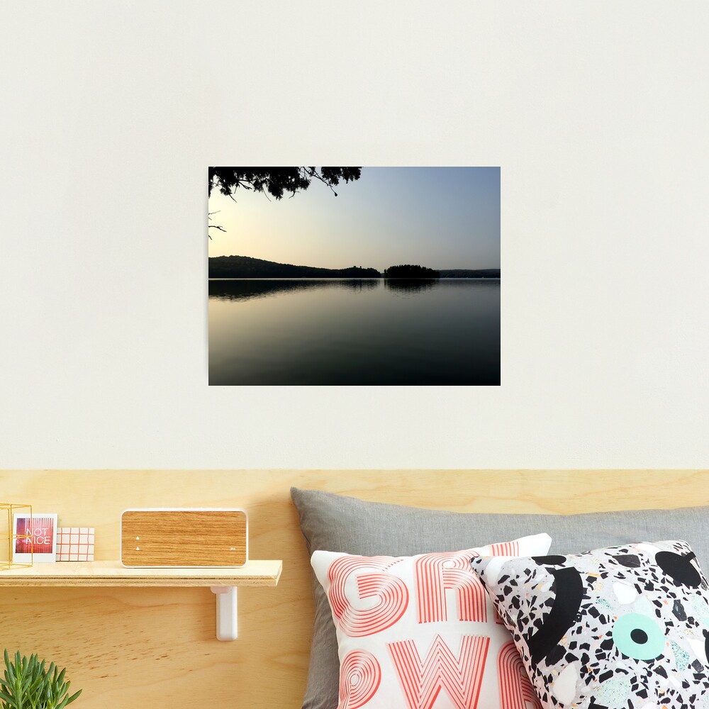 Calm Cottage Lake at Dawn, Sunrise With Islands Photographic Print