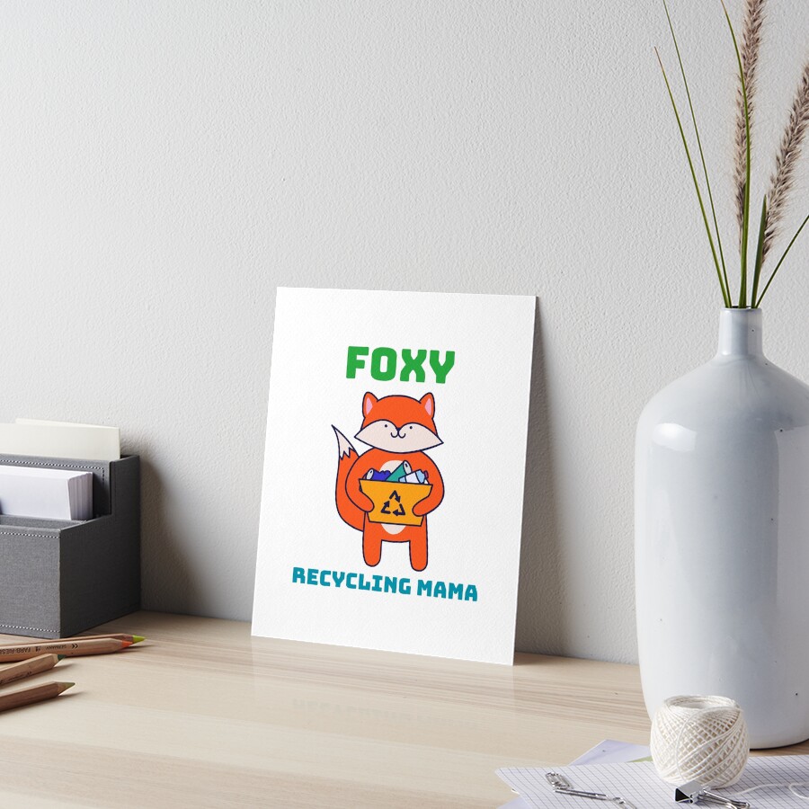 "Foxy Recycling Mama Fox Collecting Recyclables Earth Day Digital Art